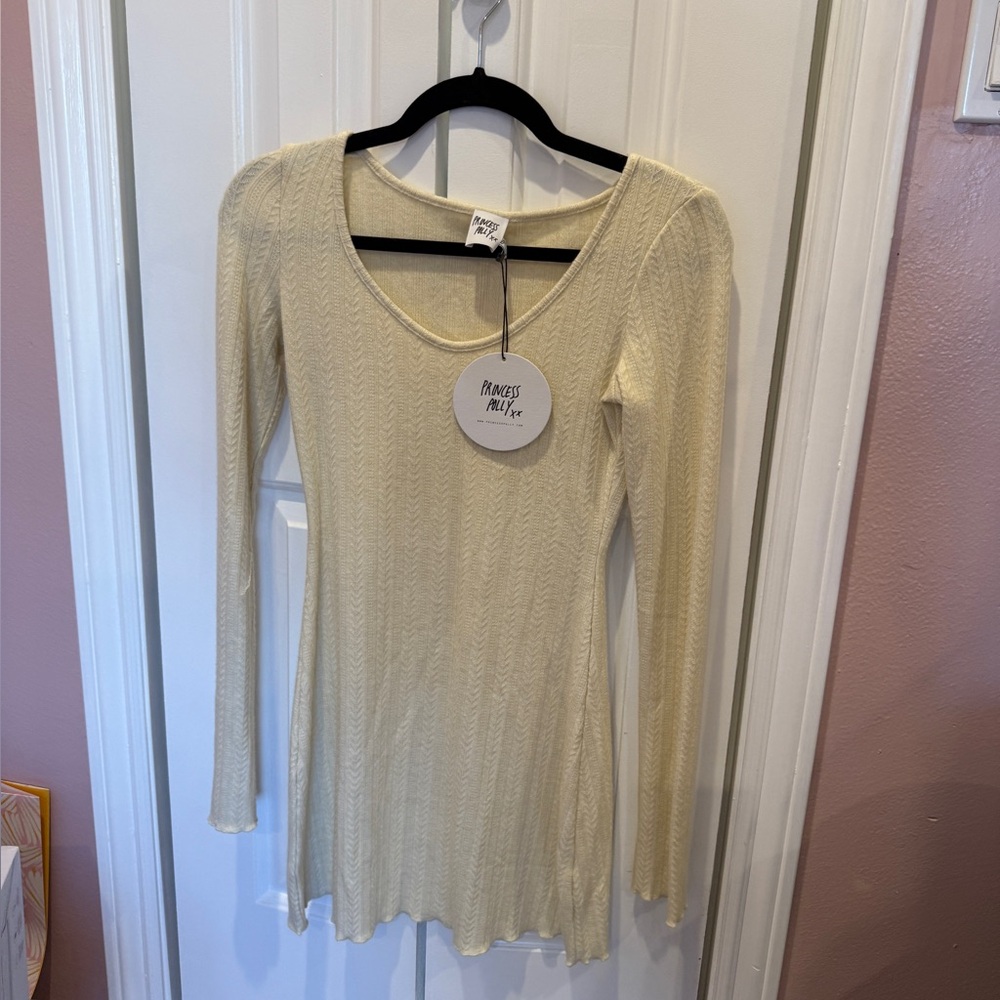 Princess Polly Floyd Pointelle Mini Dress Cream - Picture 2 of 2